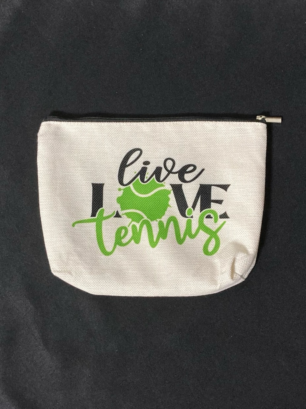 ⭐️ Women’s Sports Live Love Tennis White Canvas Medium Cosmetic Bag
